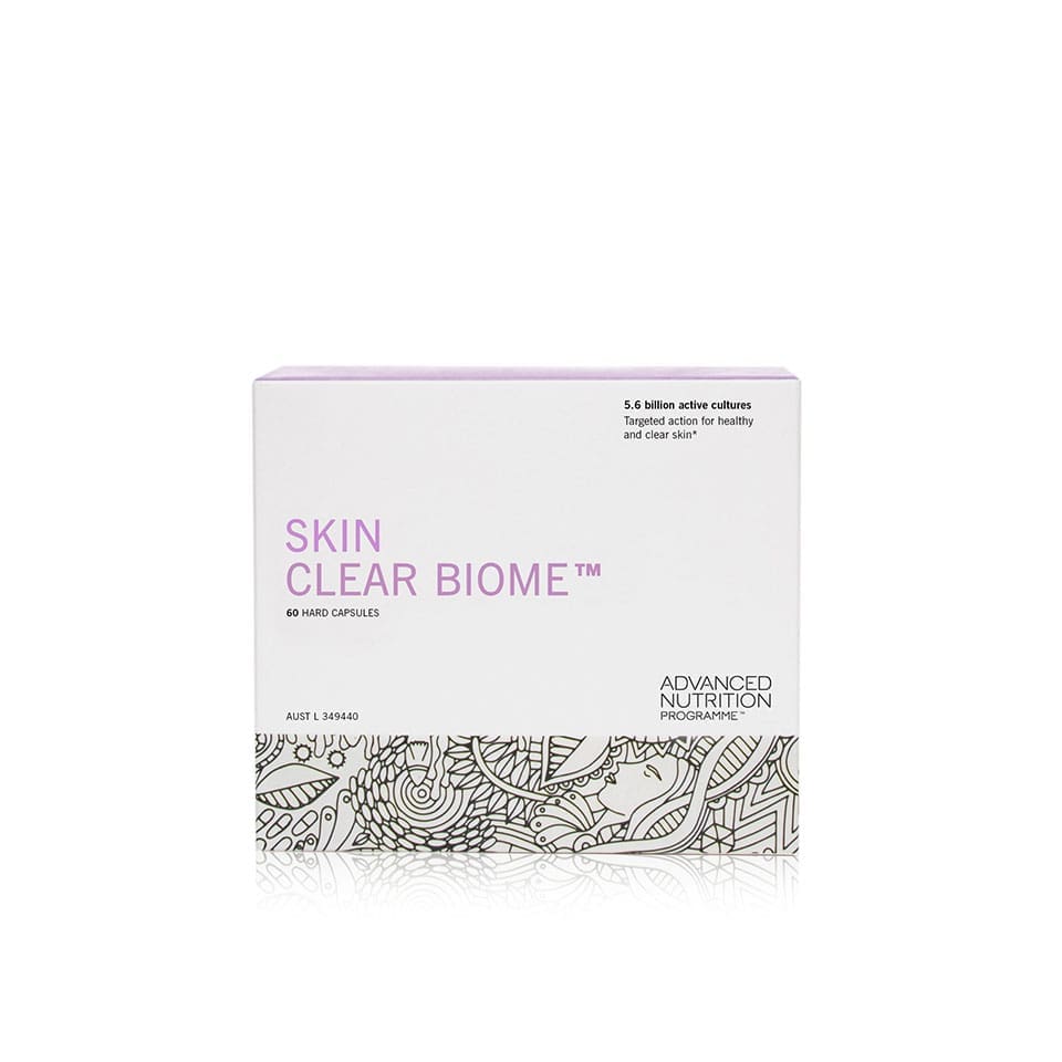 Advanced Nutrition Skin Clear Biome 50 capsules box - The Skin Nurse Perth Australia
